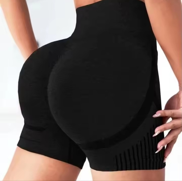 *Womens Lift Butt Seamless High Waist Yoga Workout Fitness Shorts Black Sz Large - Picture 3 of 14